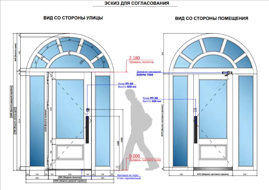 Эскиз согласование размеров двери
